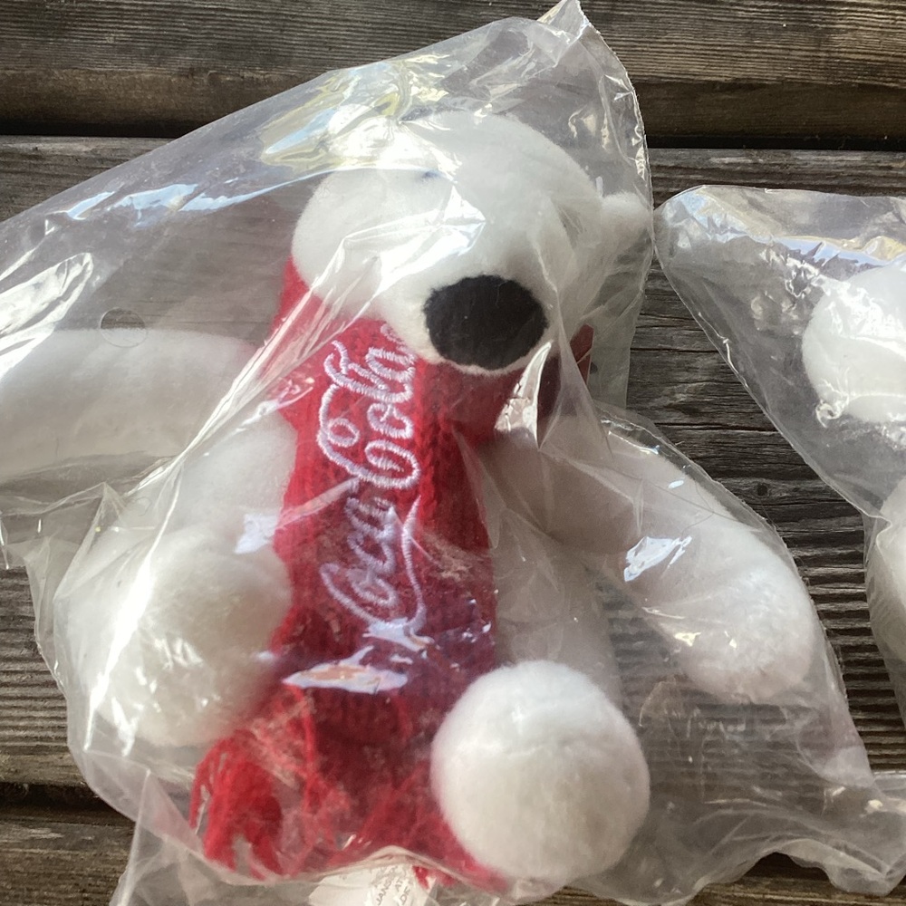 Coca-Cola Polar Bear Plush - set of 2 - with Red Logo Scarf